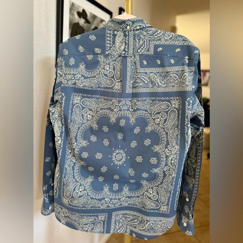 Ralph Lauren Bandana Print Button Down Shirt / Blue / Size Small - Picture 3 of 5